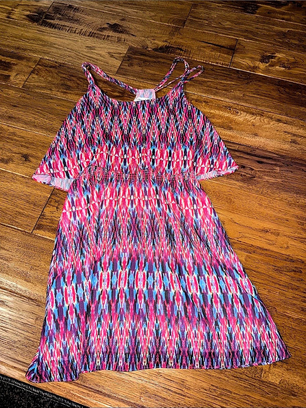 Geometric Maxi Dress in Pink & Blue Like New